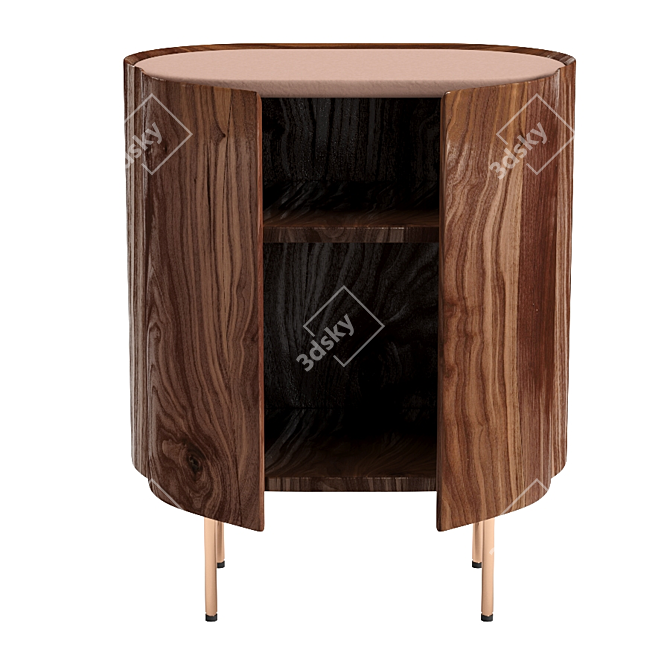 Walnut and Leather Sideboard, Aslen 3D model image 2