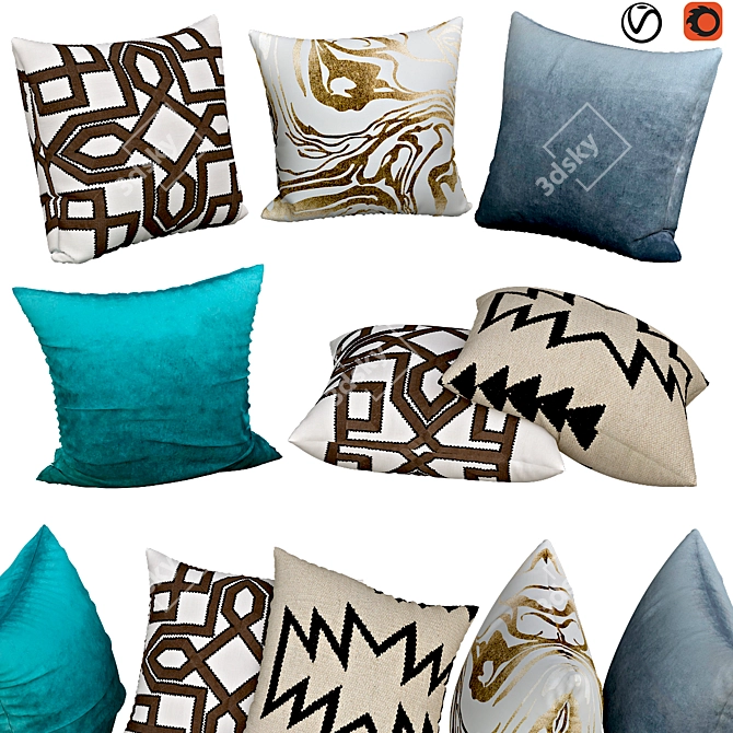 Decorative Pillows Collection 3D model image 1
