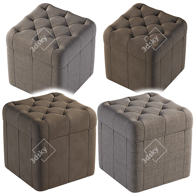 Classic Style Textured Pouf 3D model image 1