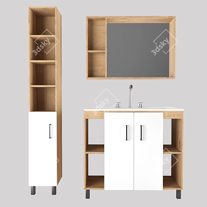 Industrial Loft Bathroom Furniture 3D model image 2