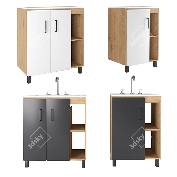 Industrial Loft Bathroom Furniture 3D model image 3