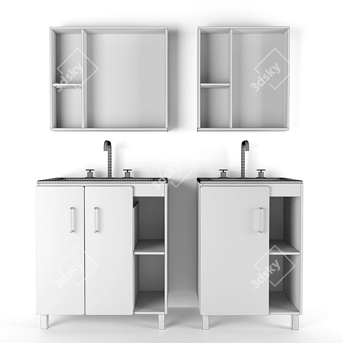 Industrial Loft Bathroom Furniture 3D model image 5