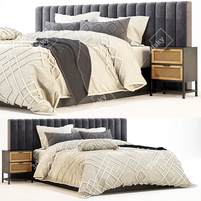 Luxury Linen House Bed Set 3D model image 1