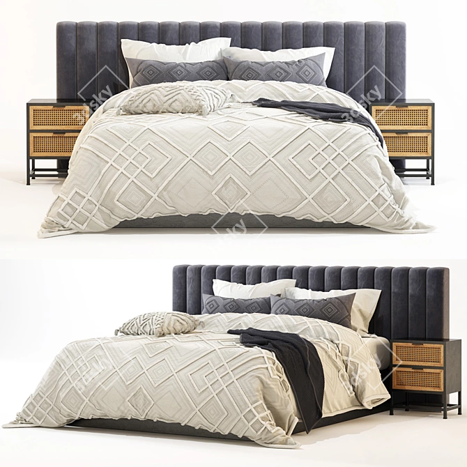 Luxury Linen House Bed Set 3D model image 2
