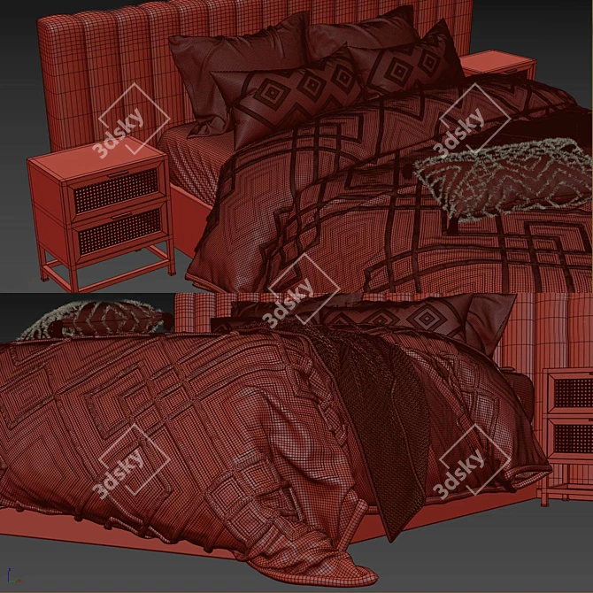 Luxury Linen House Bed Set 3D model image 7