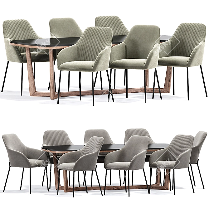 Modern Daniella Strip Dining Chair 3D model image 1