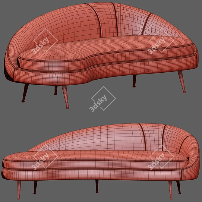 Porto Sand Curved Sofa 3D model image 4