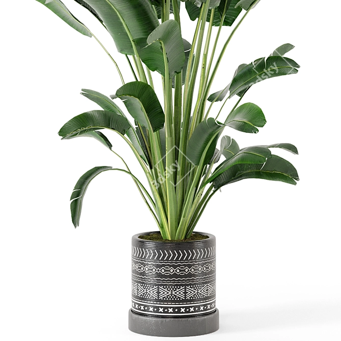 Concrete Pot Indoor Plant Set 3D model image 4