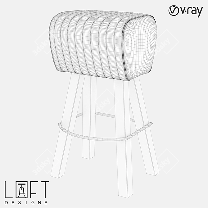 Industrial Leather Bar Stool: LoftDesign 2152 3D model image 2