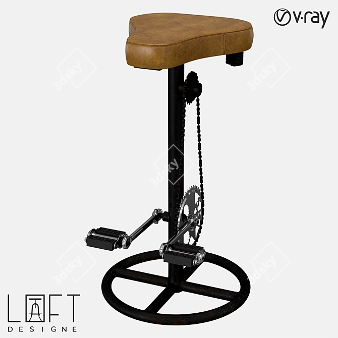 Metal Bar Stool: LoftDesigne 2154 Model 3D model image 1