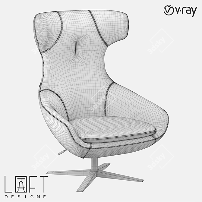 LoftDesigne Armchair 10847: Metal & Eco Leather 3D model image 2