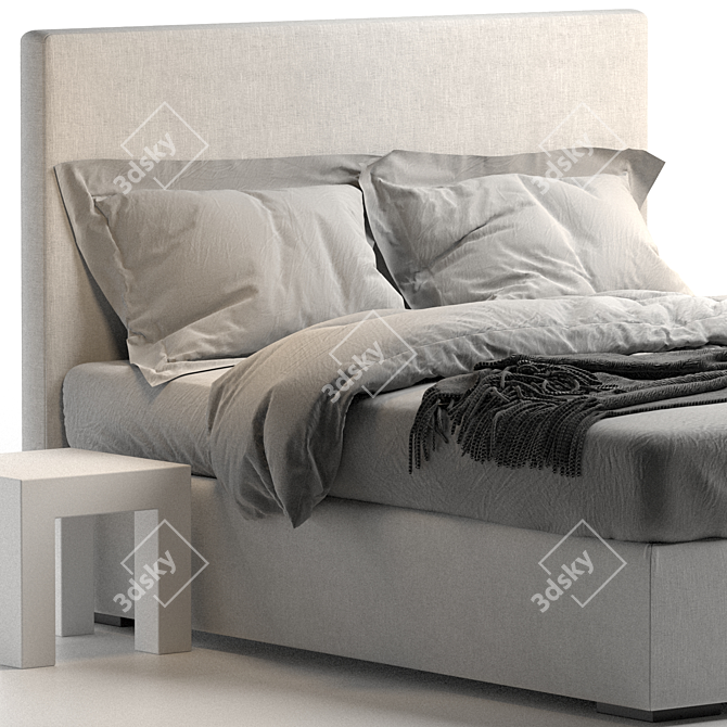 Elegant Meridiani Bardo Due Bed 3D model image 4