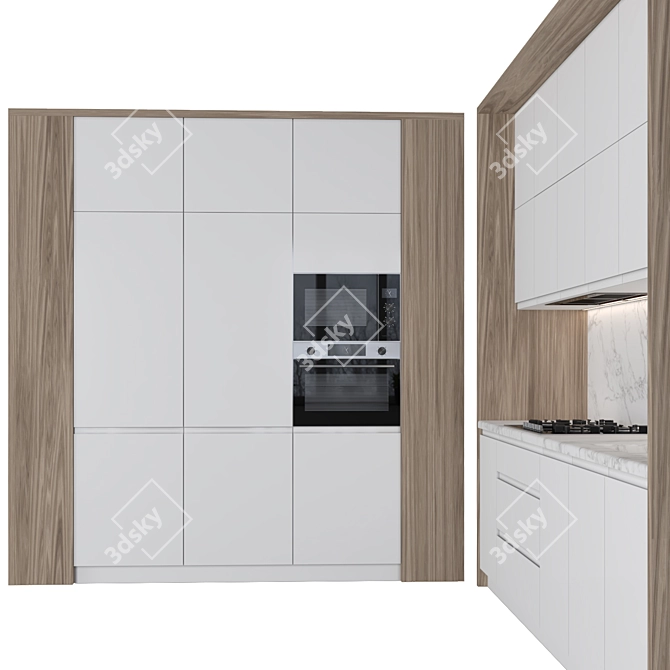 Modern Kitchen with Island 3D model image 3