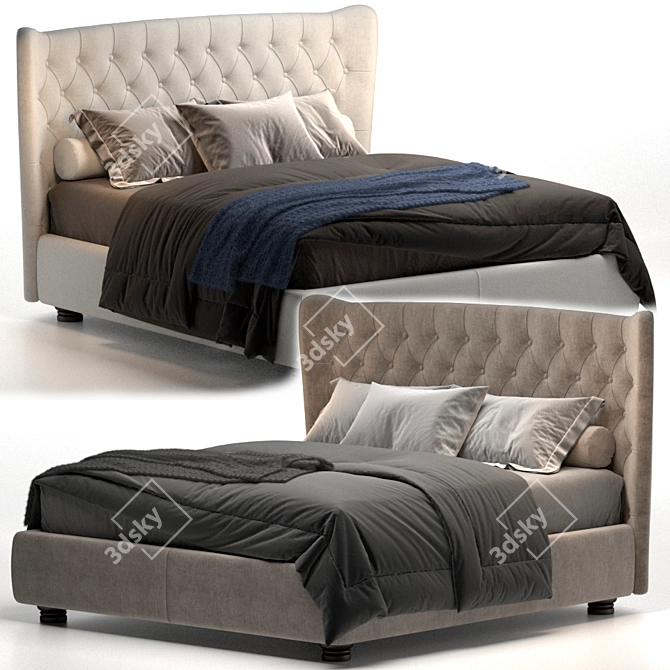 Tommy Capitonne Bed: Simplistic Elegance for Your Bedroom 3D model image 2