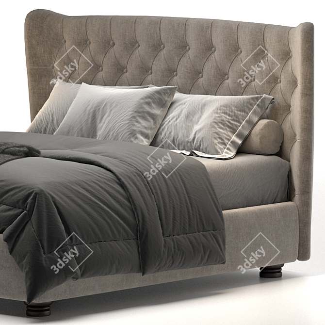 Tommy Capitonne Bed: Simplistic Elegance for Your Bedroom 3D model image 3