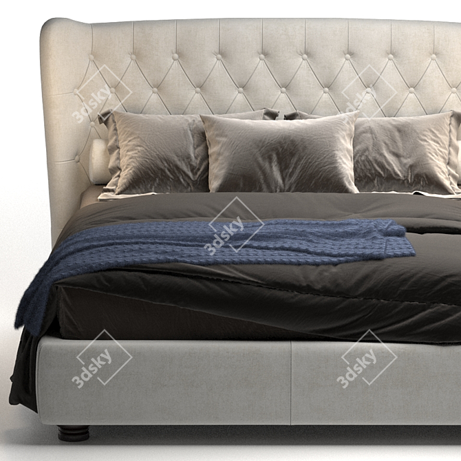 Tommy Capitonne Bed: Simplistic Elegance for Your Bedroom 3D model image 5