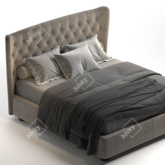 Tommy Capitonne Bed: Simplistic Elegance for Your Bedroom 3D model image 6