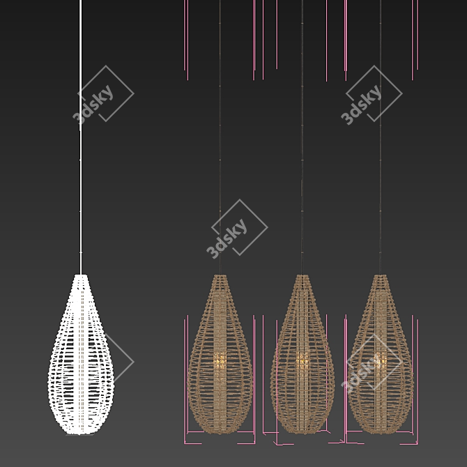 Rattan Branch Wicker Lamp 3D model image 6