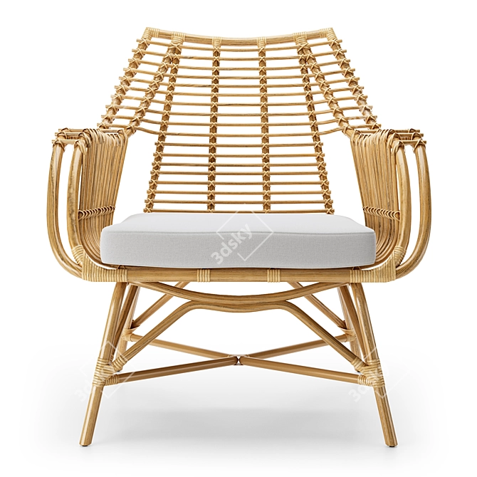 Venice Rattan Accent Chair: Handcrafted Elegance 3D model image 3