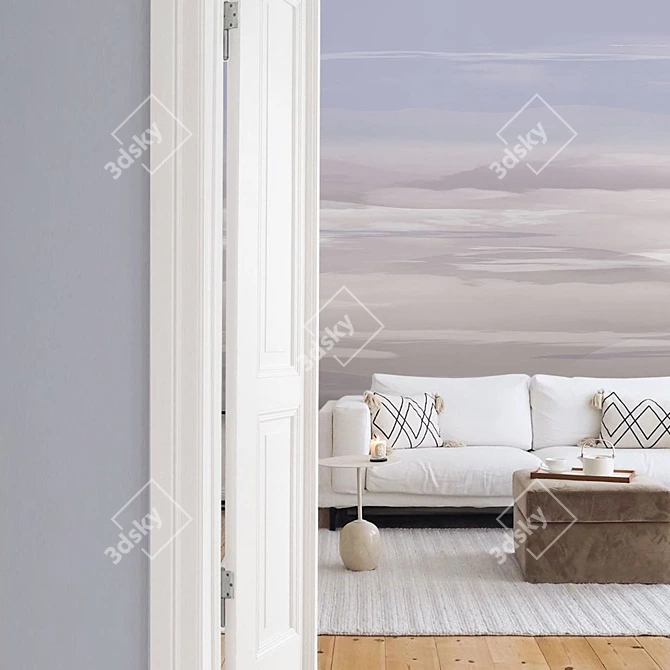 Title: Quiet Clouds: Eco-Embossed Wallpapers 3D model image 6