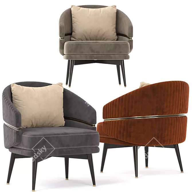 Elegant Billy Arm Chairs 3D model image 4