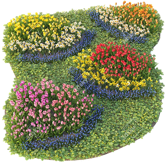 Spring Flower Garden Collection 3D model image 1