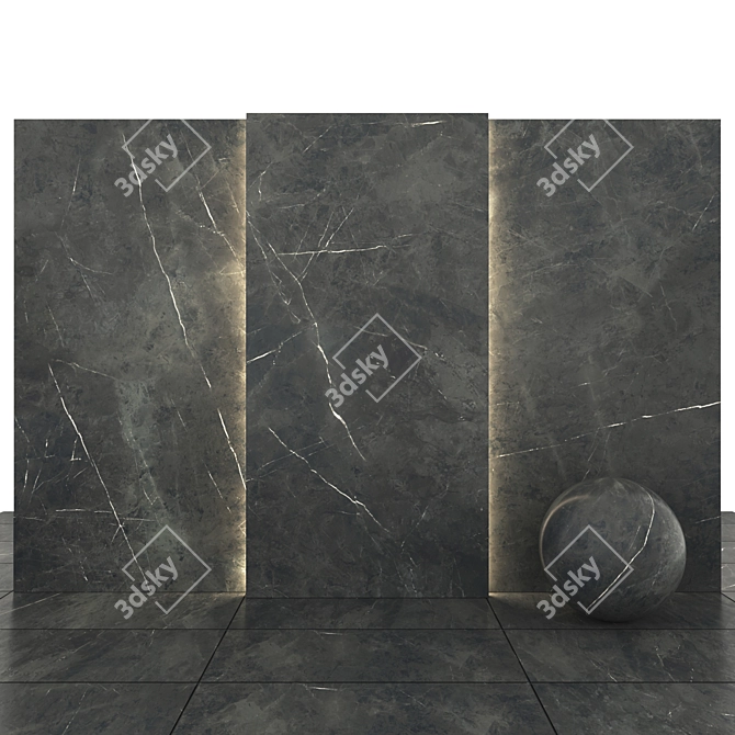 Gray Stone Marble Slabs & Floor Tiles 3D model image 1