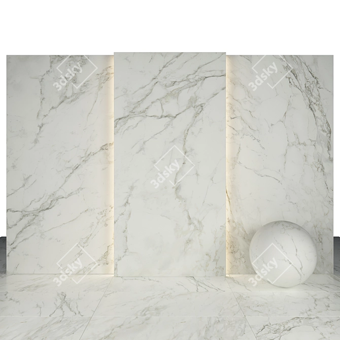 Magical White Marble Slabs & Tiles 3D model image 1