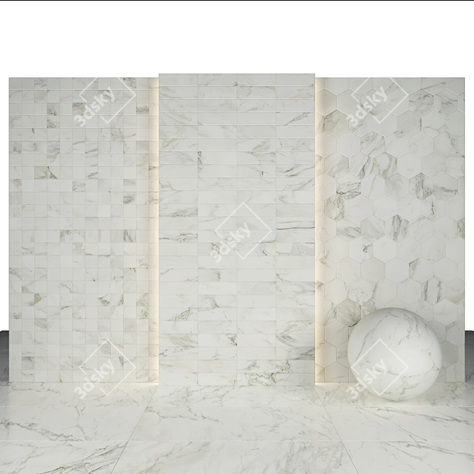 Magical White Marble Slabs & Tiles 3D model image 3