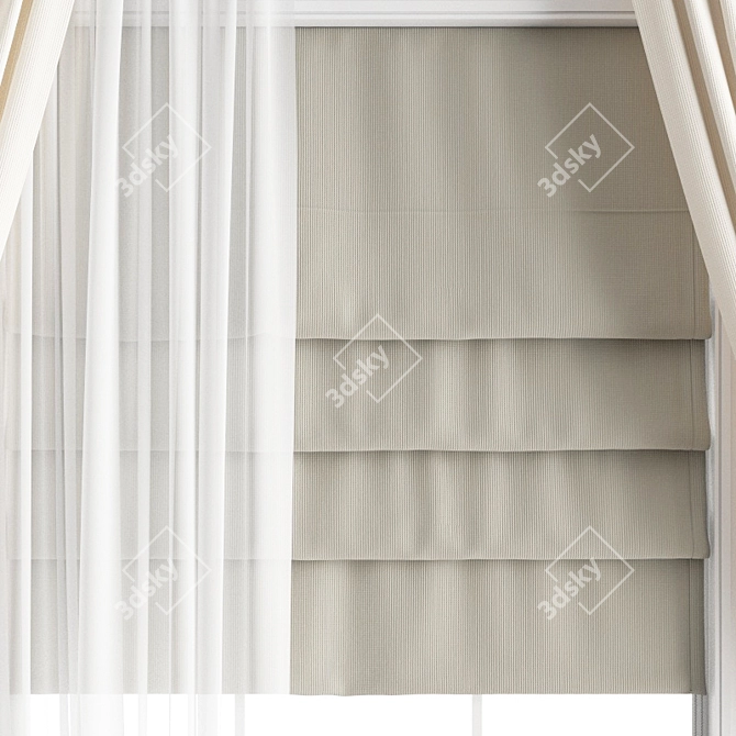 Elegant Polygonal Curtain 3D model image 4