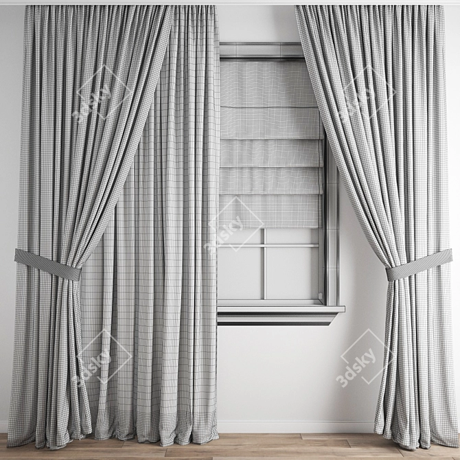 Elegant Polygonal Curtain 3D model image 5