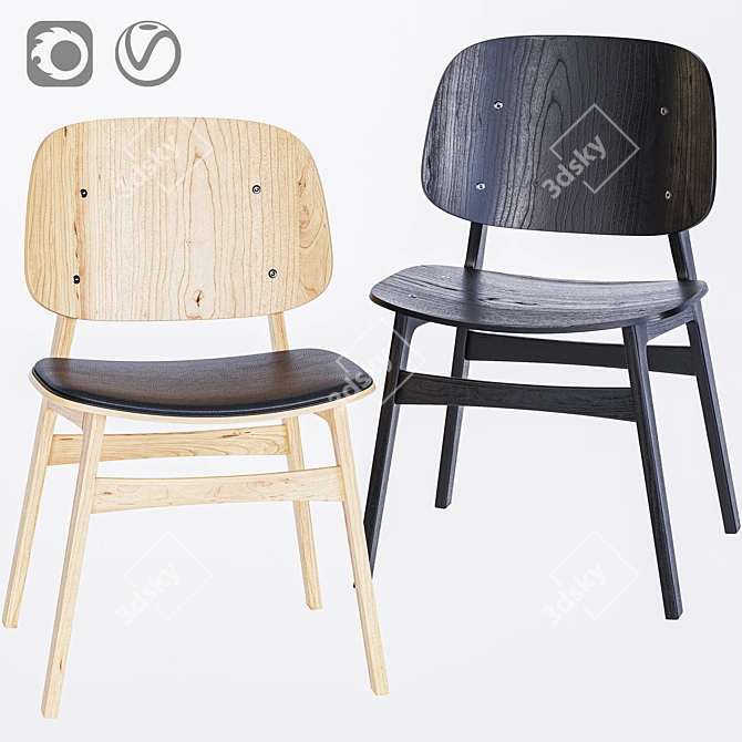 Modern Scandinavian Soborg Chair 3D model image 1