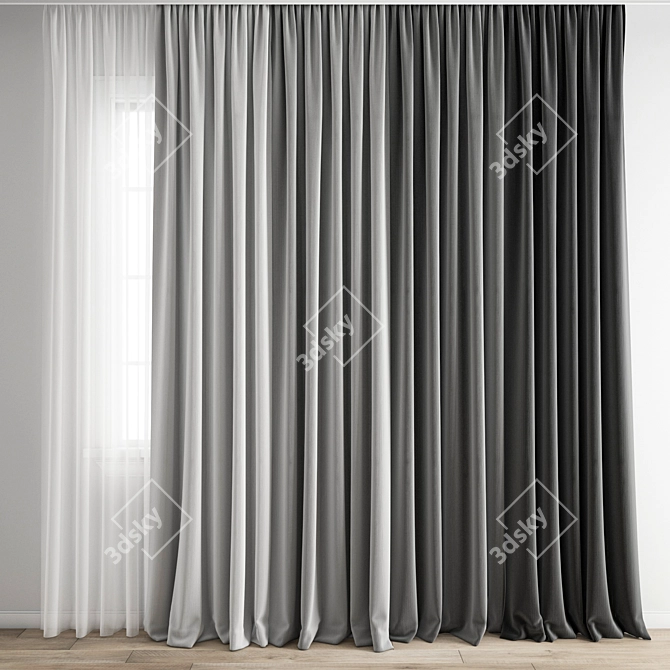 Elegant Polygonal Curtain 3D model image 1