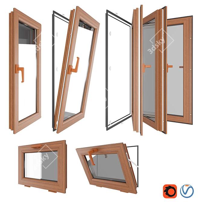 PVC Pimapen: 24 Window Types 3D model image 4