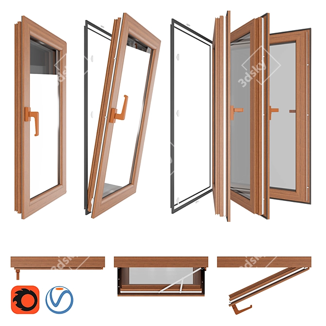 PVC Pimapen: 24 Window Types 3D model image 7