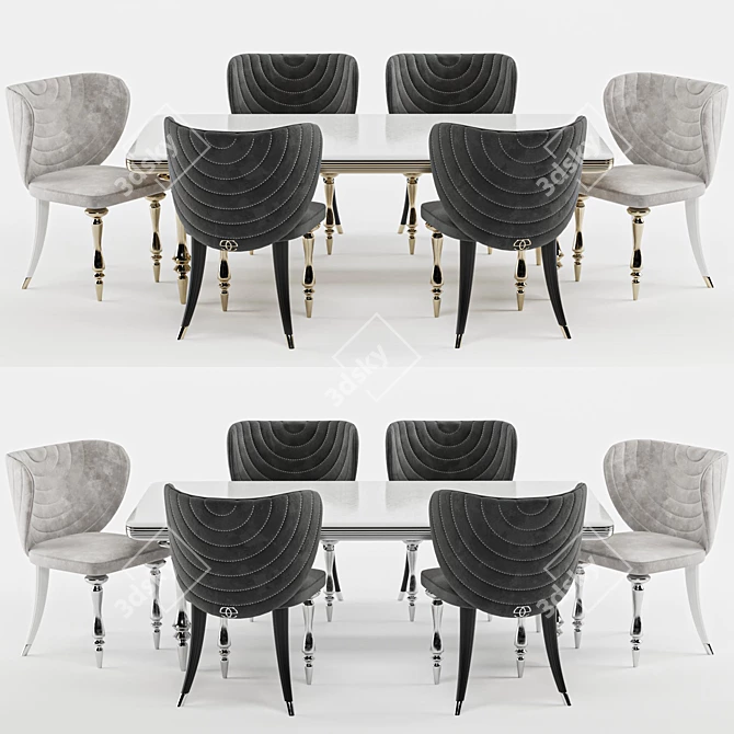 Elegant Elve Dining Set 3D model image 1