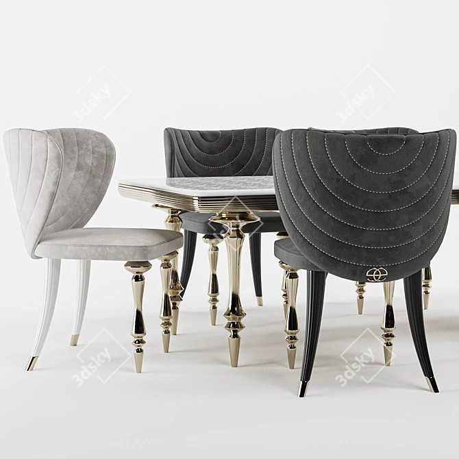 Elegant Elve Dining Set 3D model image 3