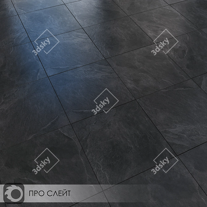 Pro Slate Grey Ceramic Tiles 3D model image 2