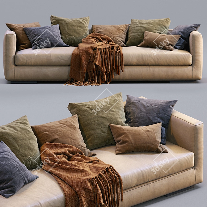 Premium Flexform Magnum Leather Sofa 3D model image 2