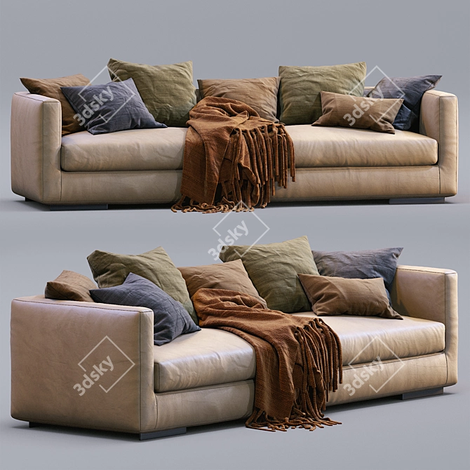 Premium Flexform Magnum Leather Sofa 3D model image 4
