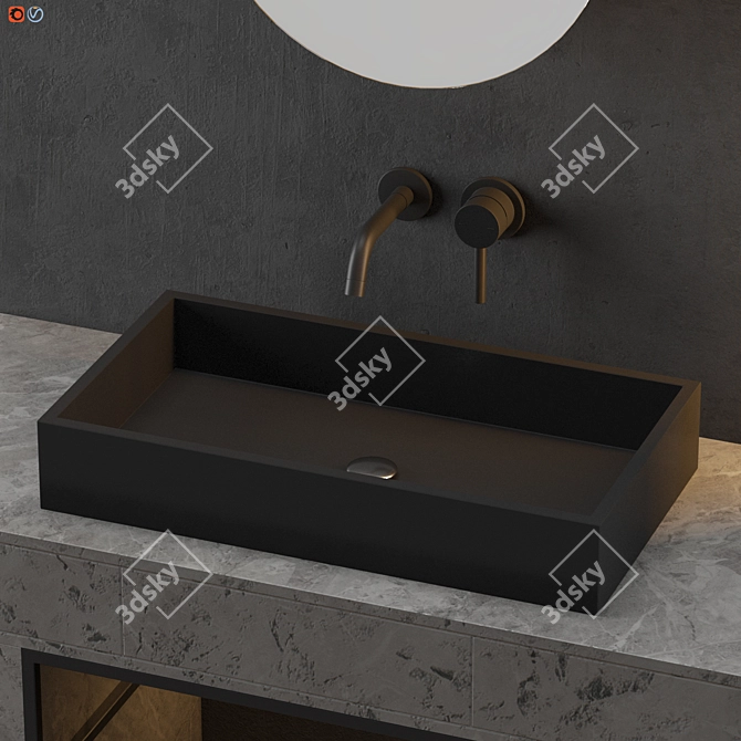 Modern Gray Bathroom Set 3D model image 4