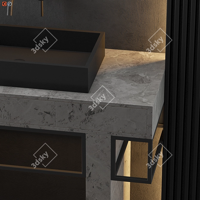 Modern Gray Bathroom Set 3D model image 5