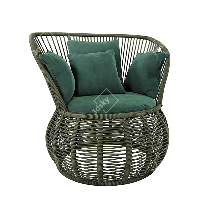 Brazilian Boho Rattan Armchair 3D model image 1