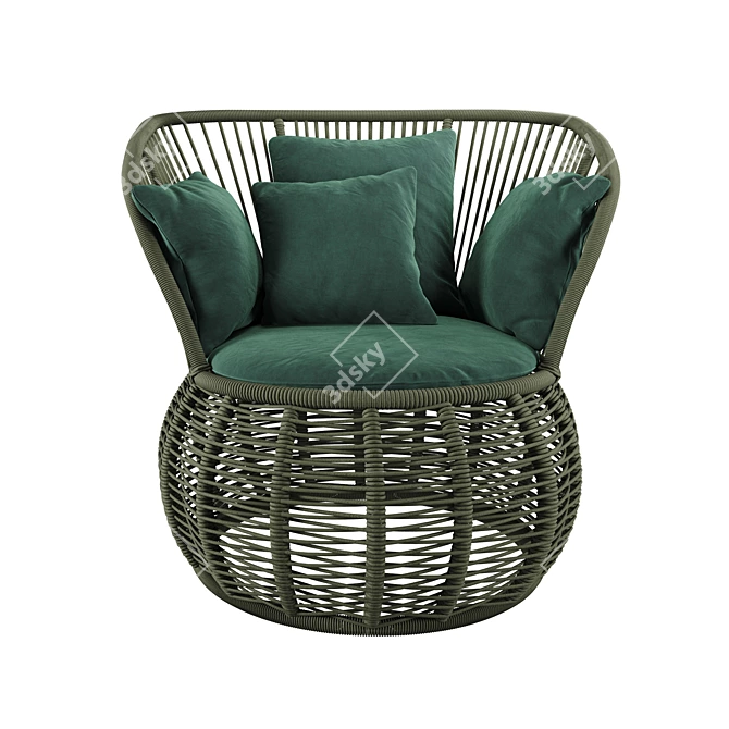 Brazilian Boho Rattan Armchair 3D model image 3