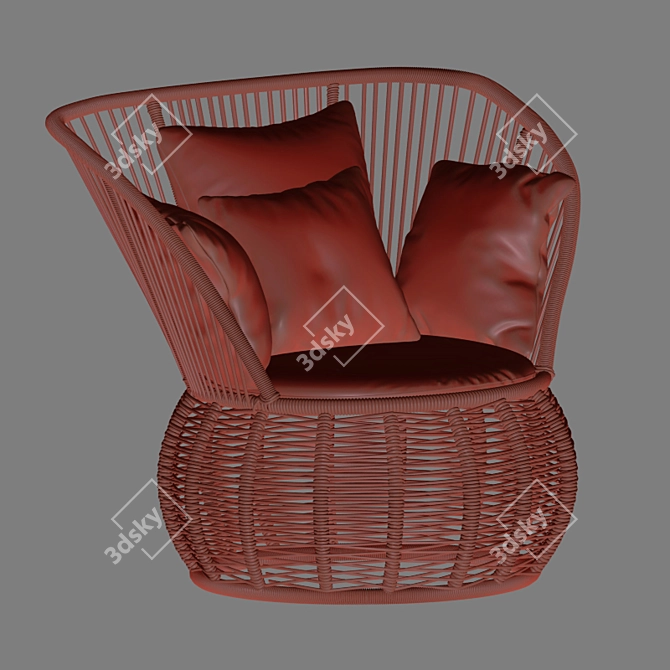 Brazilian Boho Rattan Armchair 3D model image 6