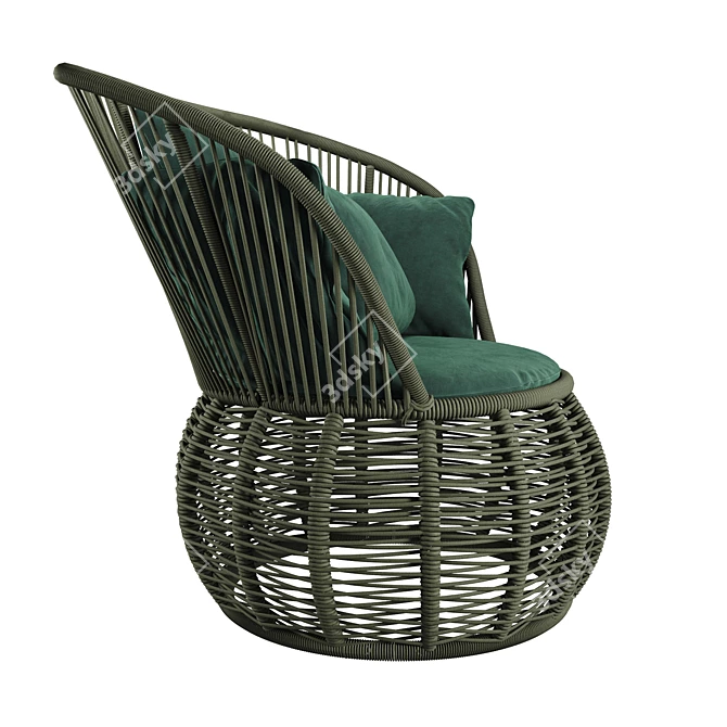 Brazilian Boho Rattan Armchair 3D model image 10