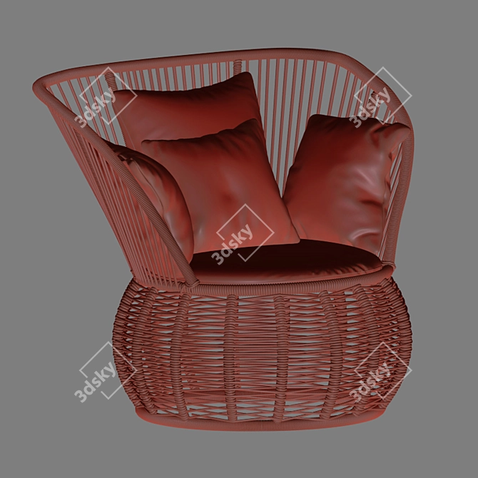 Brazilian Boho Rattan Armchair 3D model image 12