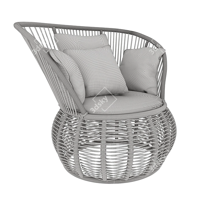 Brazilian Boho Rattan Armchair 3D model image 13