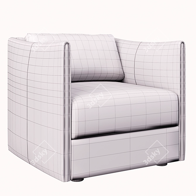 Elegant Marly Leather Armchair 3D model image 3