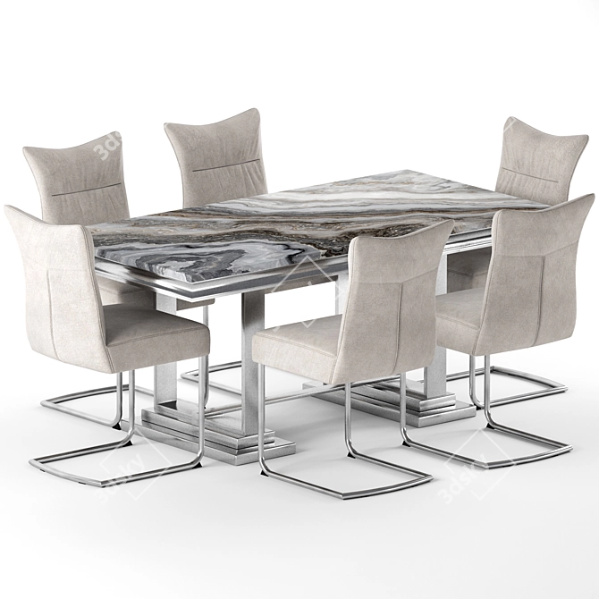 Sleek 10-Piece Modern Dining Set 3D model image 1